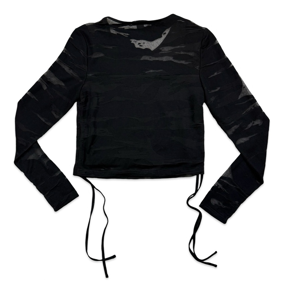 All saints Beta Top In Black sz 2 Small long sleeve Mesh pattern